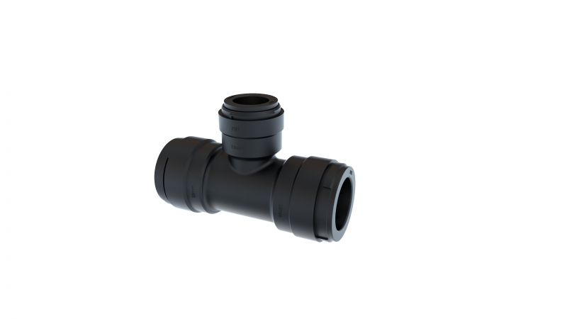 Push Fit 22mm to 15mm Tee